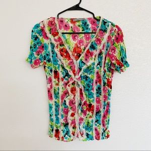 Ruffled Floral Blouse🤍